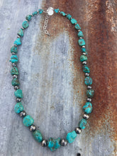 Load image into Gallery viewer, Kingman Turquoise &amp; Authentic Navajo Pearl Bead Long Necklace