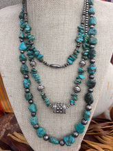 Load image into Gallery viewer, Kingman Turquoise &amp; Authentic Navajo Pearl Bead Long Necklace
