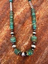 Load image into Gallery viewer, Kingman Turquoise &amp; Navajo Pearl &amp; Barrell Beads Long Statement Necklace