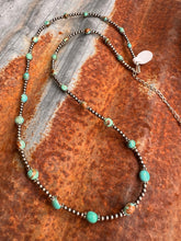 Load image into Gallery viewer, Sage Green Kingman Turquoise and Navajo Pearl Necklace