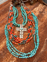 Load image into Gallery viewer, Kingman Turquoise, Spiney Oyster &amp; Navajo Pearl Long Statement Necklace