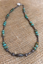 Load image into Gallery viewer, Sage Green Kingman Turquoise and Navajo Pearl Necklace