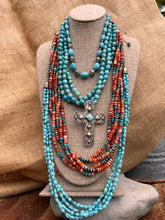 Load image into Gallery viewer, Kingman Turquoise &amp; Navajo Pearl Long Statement Necklace