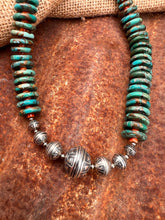 Load image into Gallery viewer, Kingman Turquoise, Spiney Oyster &amp; Hand Stamped Authentic Navajo Pearl Statement Necklace