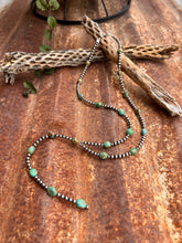 Load image into Gallery viewer, Sage Green Kingman Turquoise and Navajo Pearl Lariat Necklace