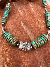 Load image into Gallery viewer, Kingman Turquoise &amp; Authentic Navajo Pearl Rectangle &amp; Torpedo Beads Statement Necklace