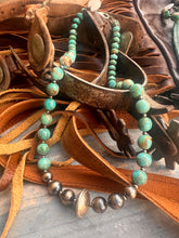 Load image into Gallery viewer, Kingman Turquoise &amp; Navajo Pearl &amp; Saucer Beads Statement Necklace