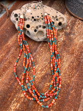 Load image into Gallery viewer, Kingman Turquoise, Spiney Oyster &amp; Navajo Pearl Long Statement Necklace