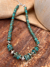 Load image into Gallery viewer, Kingman Turquoise &amp; Navajo Pearl &amp; Saucer Beads Long Statement Necklace