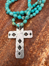 Load image into Gallery viewer, Kingman Turquoise with Removable Antique Cross Statement Necklace