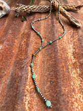 Load image into Gallery viewer, Sage Green Kingman Turquoise and Navajo Pearl Lariat Necklace