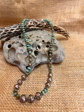 Load image into Gallery viewer, Sage Green Kingman Turquoise and Navajo Pearl Necklace
