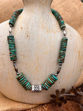 Load image into Gallery viewer, Kingman Turquoise &amp; Authentic Navajo Pearl Rectangle &amp; Torpedo Beads Statement Necklace