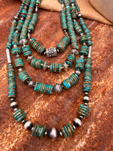 Load image into Gallery viewer, Kingman Turquoise &amp; Authentic Navajo Pearl Rectangle &amp; Torpedo Beads Statement Necklace