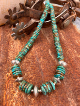 Load image into Gallery viewer, Kingman Turquoise &amp; Navajo Pearl &amp; Saucer Beads Long Statement Necklace