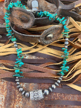 Load image into Gallery viewer, Kingman Turquoise &amp; Authentic Navajo Pearl Rectangle &amp; Corrugated Beads Necklace