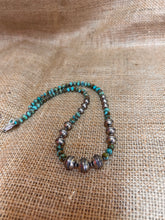 Load image into Gallery viewer, Sage Green Kingman Turquoise and Navajo Pearl Necklace