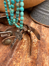 Load image into Gallery viewer, Kingman Turquoise with Removable Antique Cross Statement Necklace