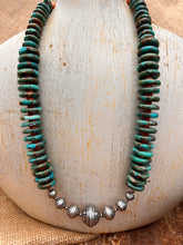 Load image into Gallery viewer, Kingman Turquoise, Spiney Oyster &amp; Hand Stamped Authentic Navajo Pearl Statement Necklace