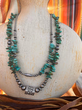 Load image into Gallery viewer, Kingman Turquoise &amp; Authentic Navajo Pearl Rectangle &amp; Corrugated Beads Necklace