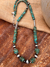 Load image into Gallery viewer, Kingman Turquoise &amp; Navajo Pearl &amp; Barrell Beads Long Statement Necklace