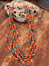 Load image into Gallery viewer, Kingman Turquoise, Spiney Oyster &amp; Navajo Pearl Long Statement Necklace