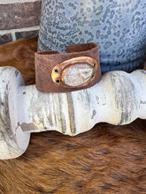 Load image into Gallery viewer, Laguna Lace Agate, Copper, and Leather Bracelet