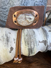 Load image into Gallery viewer, Laguna Lace Agate, Copper, and Leather Bracelet