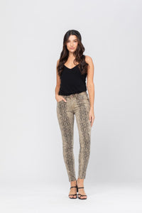 Jeans - Snake Print Skinny Jeans Taupe