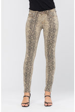 Load image into Gallery viewer, Jeans - Snake Print Skinny Jeans Taupe