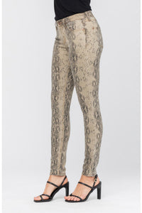 Jeans - Snake Print Skinny Jeans Taupe