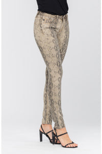 Jeans - Snake Print Skinny Jeans Taupe