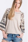 Load image into Gallery viewer, Shirt Long Sleeve Cream with Camo Sleeve