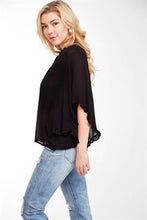 Load image into Gallery viewer, Shirt - V Neck Ruffled Sleeve Black