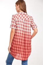 Load image into Gallery viewer, Shirt - Plaid Ombre  3/4 Sleeve Rust