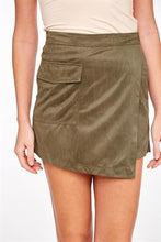 Load image into Gallery viewer, Skirt- Front Pocket Suede Skport- Olive