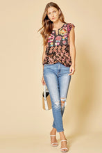 Load image into Gallery viewer, Shirt Short Sleeve round Neck  With V Slit Floral  and Embroidery