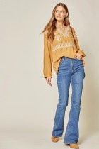 Long Sleeve Embordered Top  Marigold