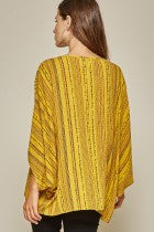 Shirt 3/4 Sleeve  Poncho like Colorful Marigold Embroidery