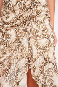 Skirt - Chiffon Midi With Snake Print Brown