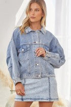 Load image into Gallery viewer, Jacket Cropped Denim Cropped Box Fit