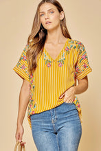 Load image into Gallery viewer, Shirt Short Sleeve V Neck With Embroidery Marigold