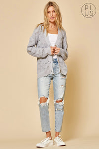 Cardigan Button Up, V Neck Grey