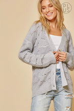 Load image into Gallery viewer, Cardigan Button Up, V Neck Grey