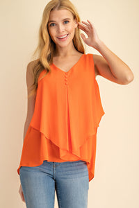 Top Sleeveless layered Orange