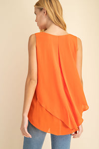 Top Sleeveless layered Orange