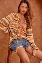 Shirt Long Sleeve Mustard Embroidery