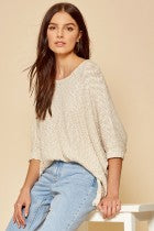 Top Boat Neck with Dolman Sleeves, Taupe