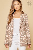 Jacket Leopard Print  Open Front- Taupe