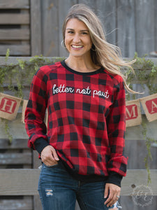 Long Sleeve  Shirt"Better Not Pout" Buffalo Plaid